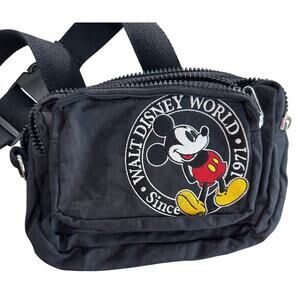Walt Disney World Mickey Mouse Black Waist Crossbody Bag Adjustable Strap